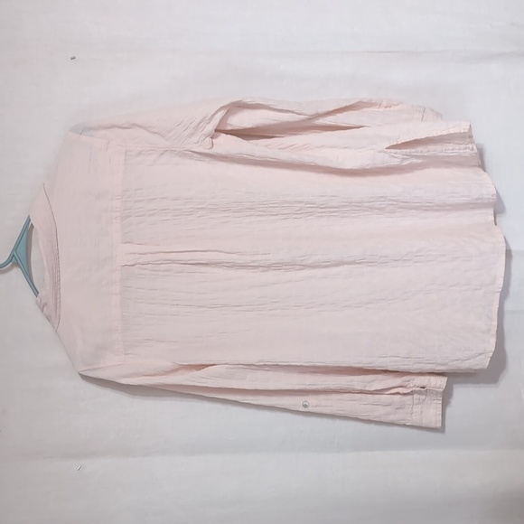 Cynthia Rowley Pale Pink Long Sleeve Textured Cotton Button Up Size Large - Picture 6 of 6